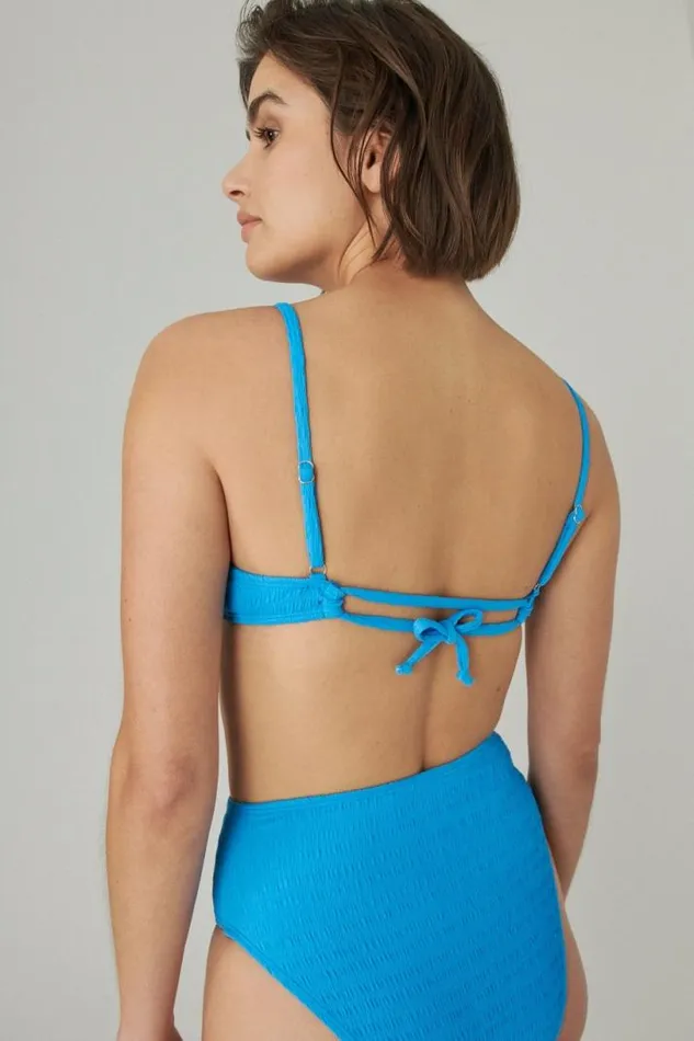 Women Lucky Brand Swim Seersucker Balconette Top Pacific Coast