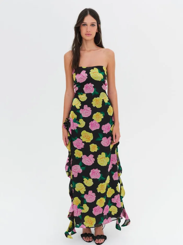 Women Madison Strapless Maxi Dress Black For Love and Lemons Dresses