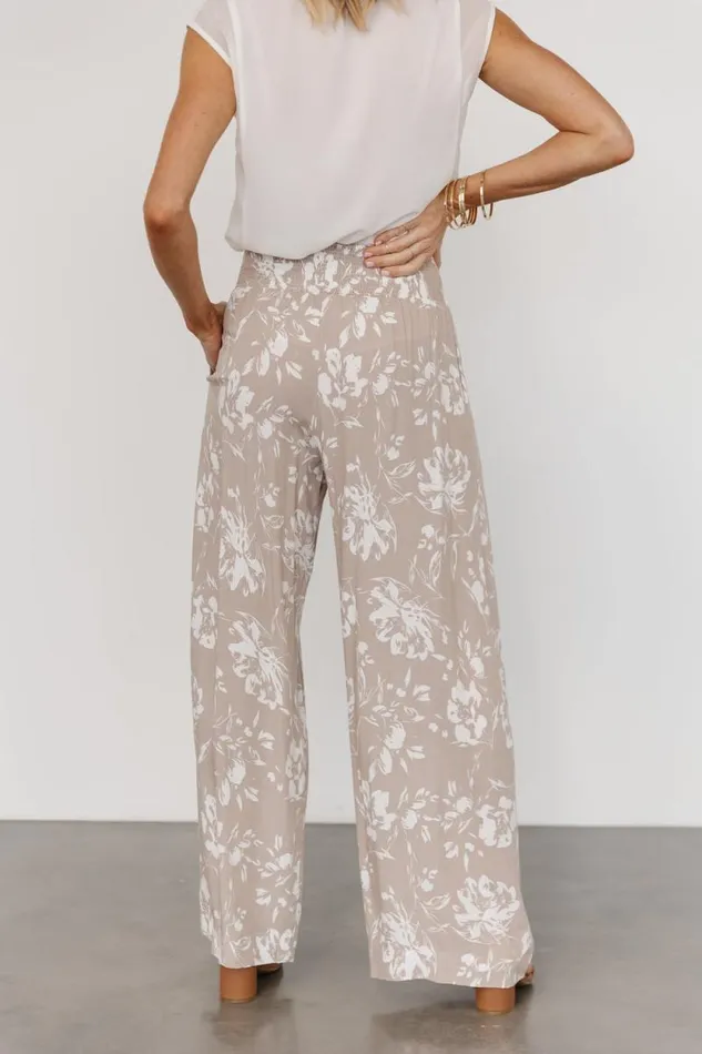 Women Malta Smocked Waist Pants Sand White Baltic Born Cover Up Women Malta Smocked Waist Pants Sand White Baltic Born Cover Up