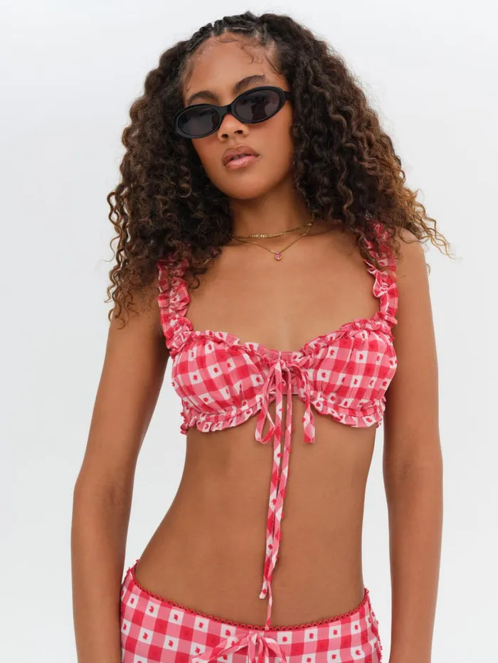Women Margot Bra Top Red For Love and Lemons Tops