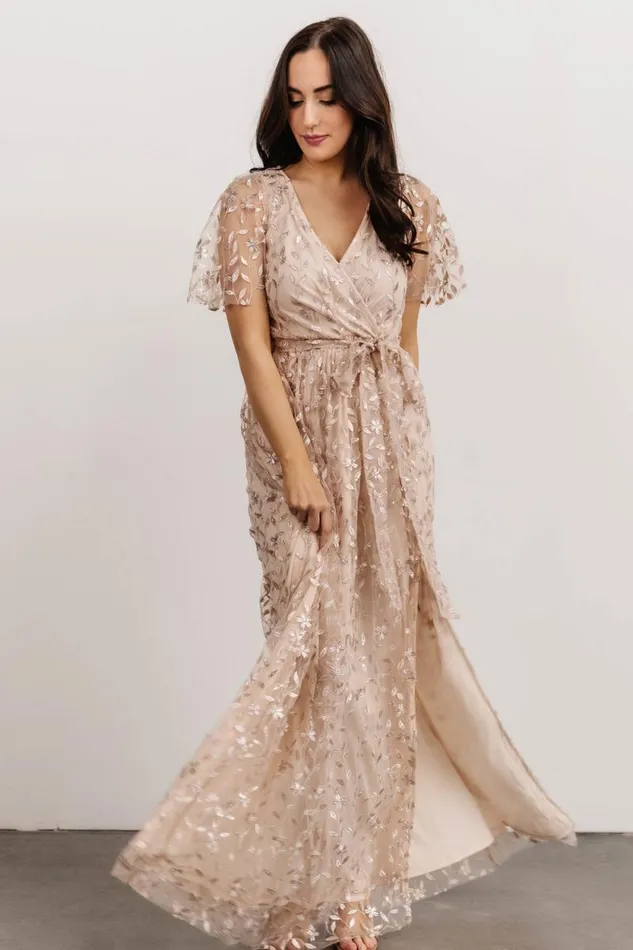 Women Marseille Embossed Maxi Dress Sequin Champagne Baltic Born Embellished and Sequined Women Marseille Embossed Maxi Dress Sequin Champagne Baltic Born Embellished and Sequined