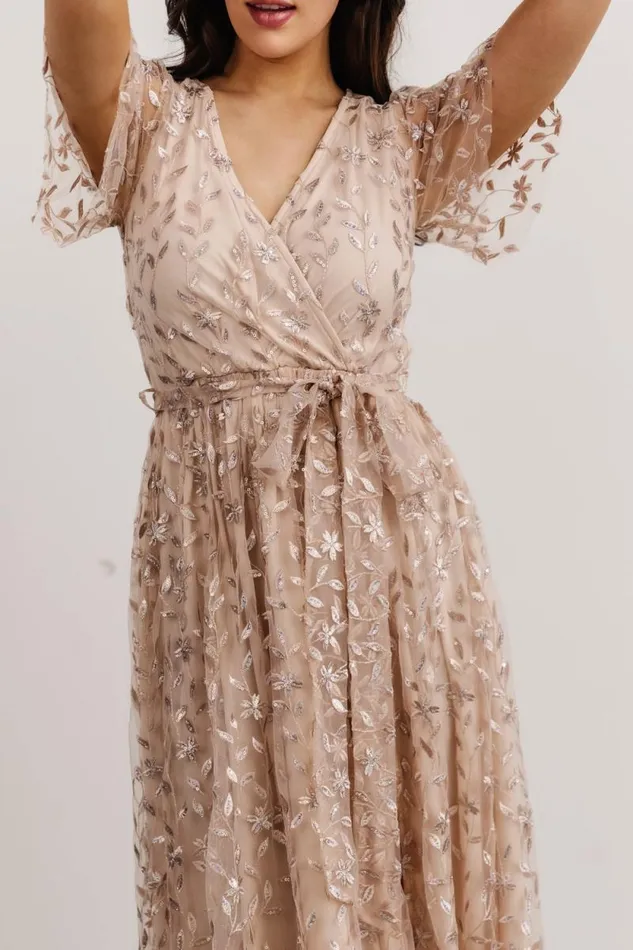 Women Marseille Embossed Maxi Dress Sequin Champagne Baltic Born Embellished and Sequined Women Marseille Embossed Maxi Dress Sequin Champagne Baltic Born Embellished and Sequined