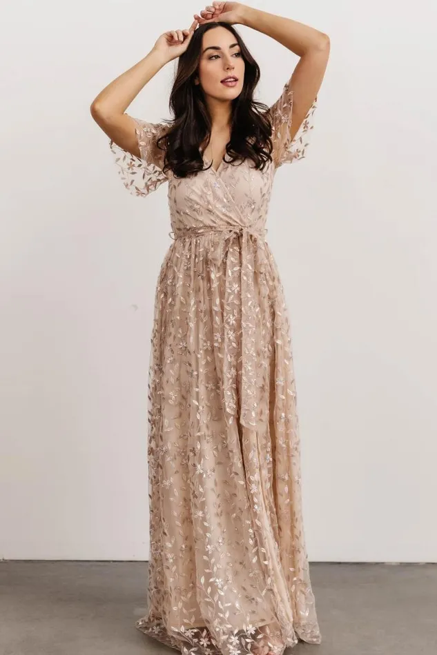 Women Marseille Embossed Maxi Dress Sequin Champagne Baltic Born Embellished and Sequined Women Marseille Embossed Maxi Dress Sequin Champagne Baltic Born Embellished and Sequined