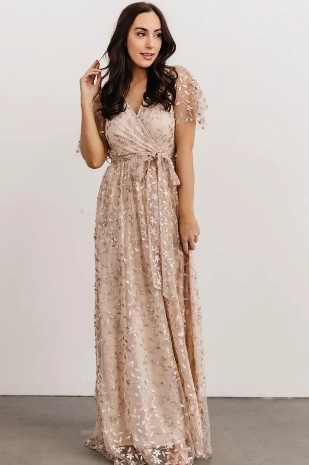 Women Marseille Embossed Maxi Dress Sequin Champagne Baltic Born Embellished and Sequined Women Marseille Embossed Maxi Dress Sequin Champagne Baltic Born Embellished and Sequined
