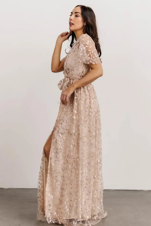 Women Marseille Embossed Maxi Dress Sequin Champagne Baltic Born Embellished and Sequined Women Marseille Embossed Maxi Dress Sequin Champagne Baltic Born Embellished and Sequined