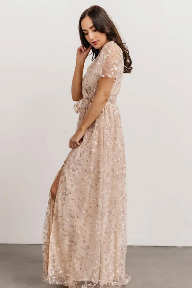 Women Marseille Embossed Maxi Dress Sequin Champagne Baltic Born Embellished and Sequined Women Marseille Embossed Maxi Dress Sequin Champagne Baltic Born Embellished and Sequined