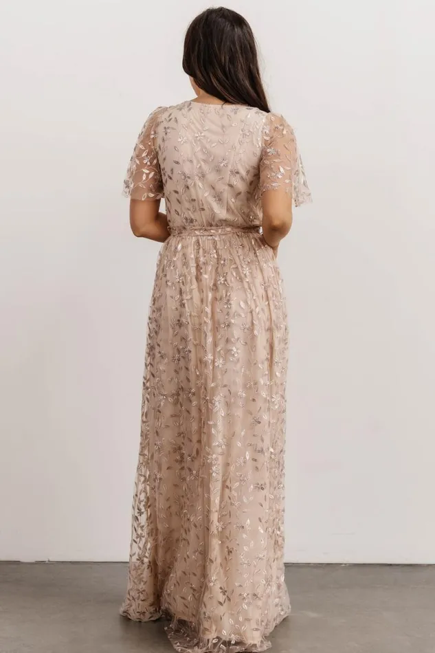 Women Marseille Embossed Maxi Dress Sequin Champagne Baltic Born Embellished and Sequined Women Marseille Embossed Maxi Dress Sequin Champagne Baltic Born Embellished and Sequined