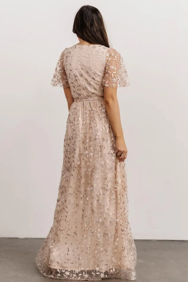 Women Marseille Embossed Maxi Dress Sequin Champagne Baltic Born Embellished and Sequined Women Marseille Embossed Maxi Dress Sequin Champagne Baltic Born Embellished and Sequined