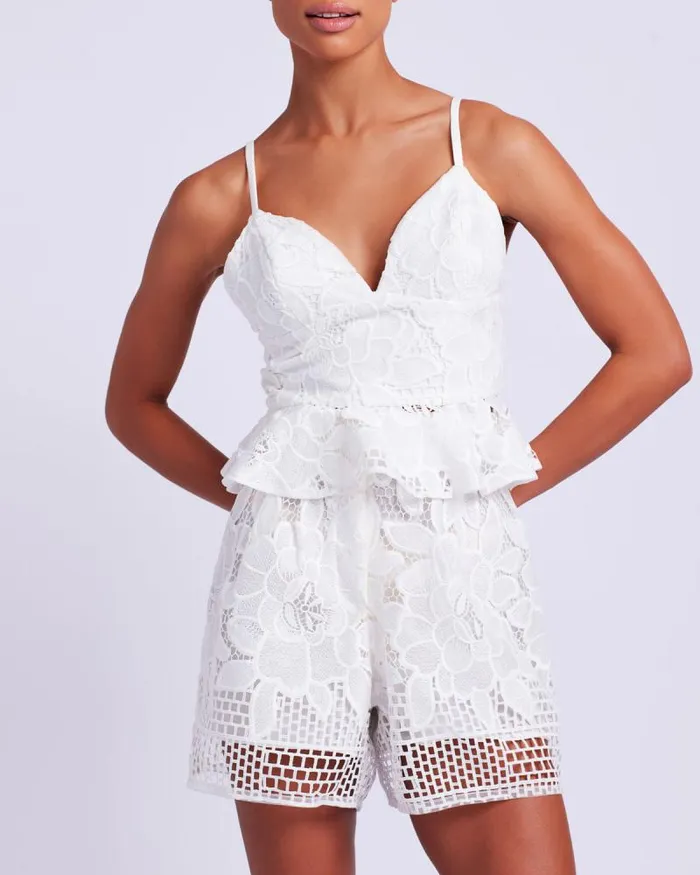 Women Matching Sets PatBO High Waist Lace Shorts EXCLUSIVE FINAL SALE White