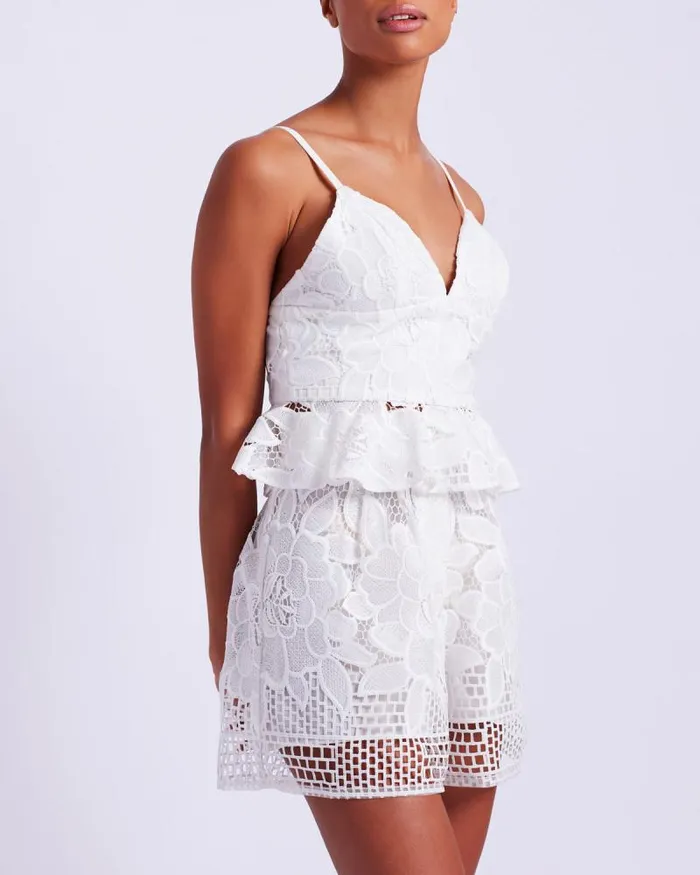 Women Matching Sets PatBO High Waist Lace Shorts EXCLUSIVE FINAL SALE White