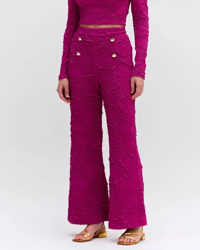 Women Matching Sets PatBO Jacquard Flare Pants Raspberry