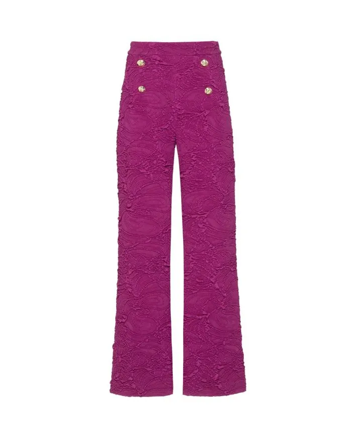 Women Matching Sets PatBO Jacquard Flare Pants Raspberry