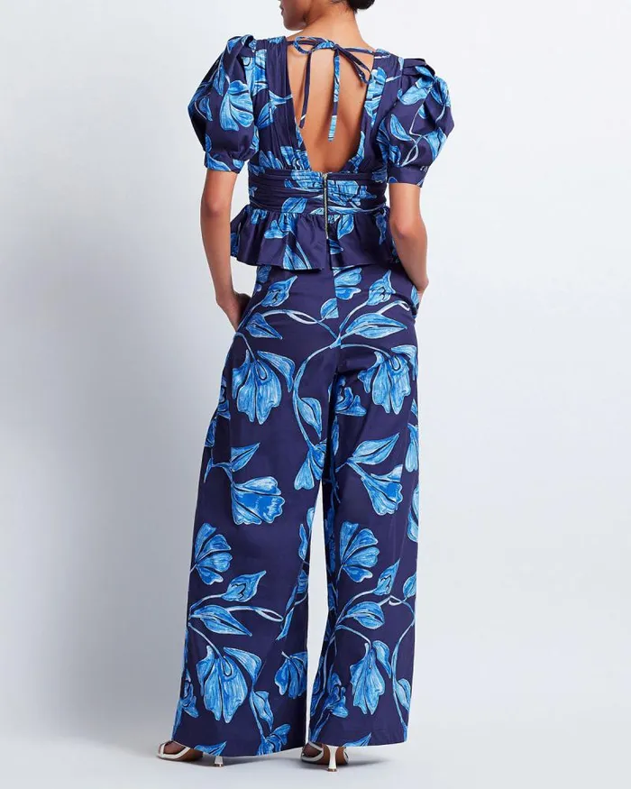 Women Matching Sets PatBO Nightflower Cotton Peplum Top FINAL SALE Indigo