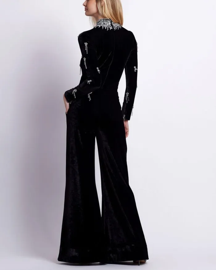 Women Matching Sets PatBO VELVET WIDE LEG PANT Black