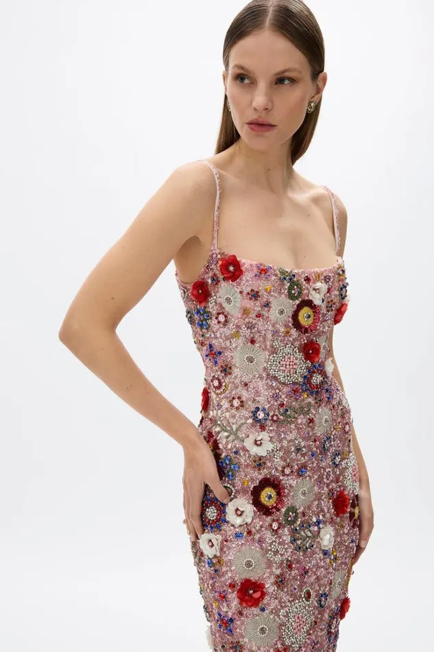 Women Maxi Dresses Rachel Gilbert Francesca Gown Pink Multi Women Maxi Dresses Rachel Gilbert Francesca Gown Pink Multi