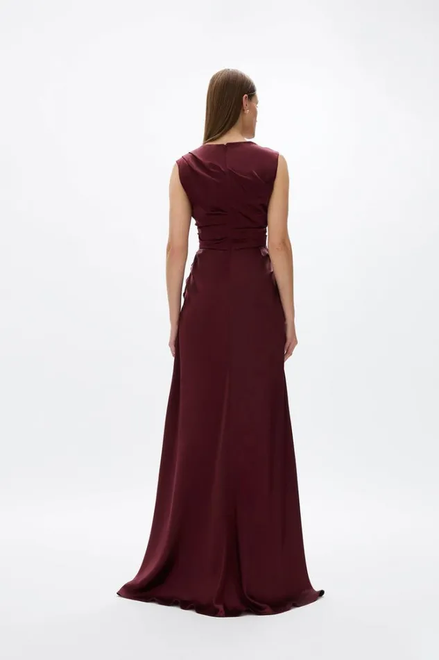 Women Maxi Dresses Rachel Gilbert Mabel Gown Merlot Women Maxi Dresses Rachel Gilbert Mabel Gown Merlot