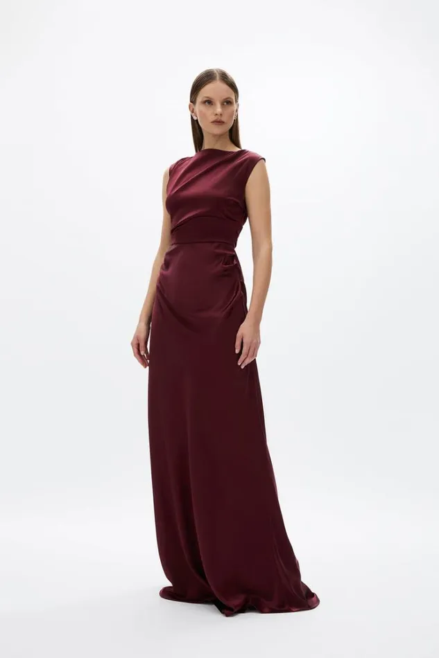 Women Maxi Dresses Rachel Gilbert Mabel Gown Merlot Women Maxi Dresses Rachel Gilbert Mabel Gown Merlot