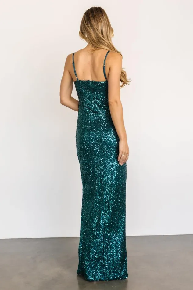 Women Melania Sequin Gown Emerald Baltic Born Embellished and Sequined Women Melania Sequin Gown Emerald Baltic Born Embellished and Sequined
