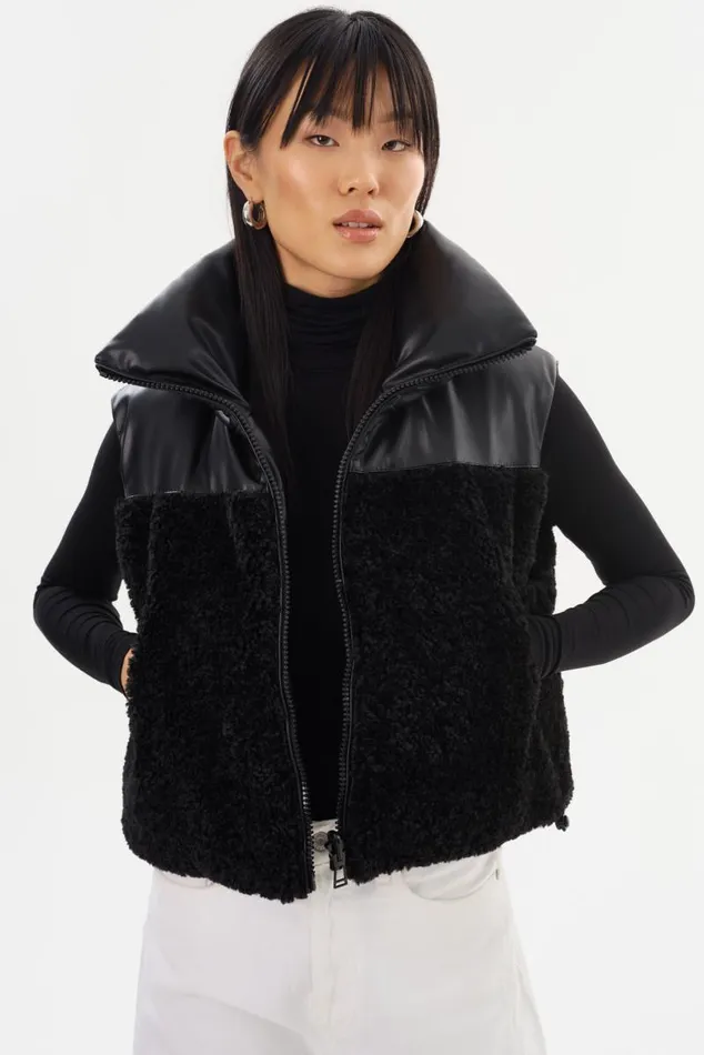 Women MELICIA Reversible Puffer Vest Black Black LAMARQUE Puffers