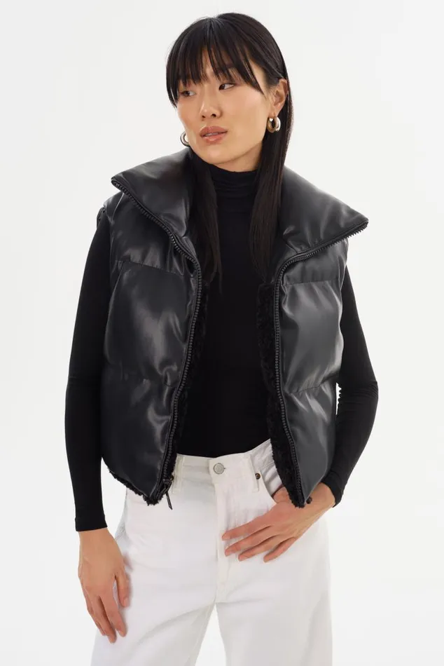 Women MELICIA Reversible Puffer Vest Black Black LAMARQUE Puffers Women MELICIA Reversible Puffer Vest Black Black LAMARQUE Puffers