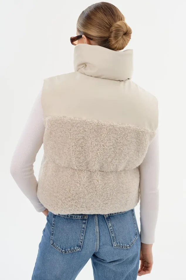 Women MELICIA Reversible Puffer Vest Boneecru LAMARQUE Puffers