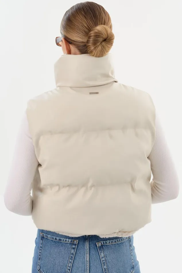 Women MELICIA Reversible Puffer Vest Boneecru LAMARQUE Puffers