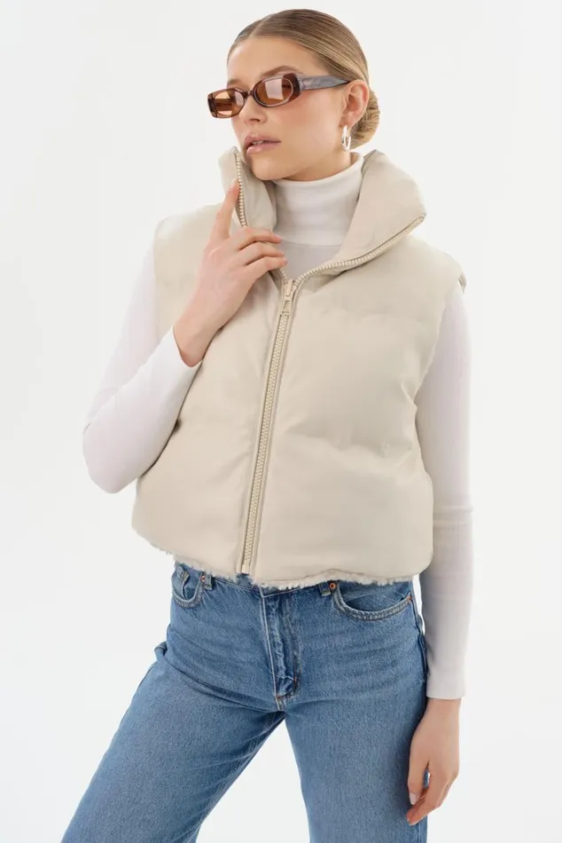 Women MELICIA Reversible Puffer Vest Boneecru LAMARQUE Puffers
