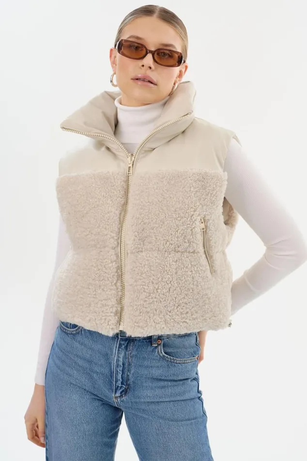 Women MELICIA Reversible Puffer Vest Boneecru LAMARQUE Puffers