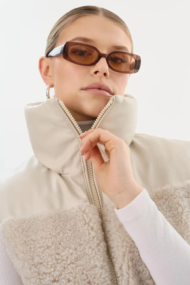 Women MELICIA Reversible Puffer Vest Boneecru LAMARQUE Puffers