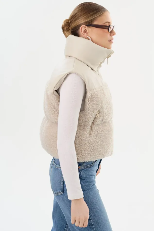 Women MELICIA Reversible Puffer Vest Boneecru LAMARQUE Puffers
