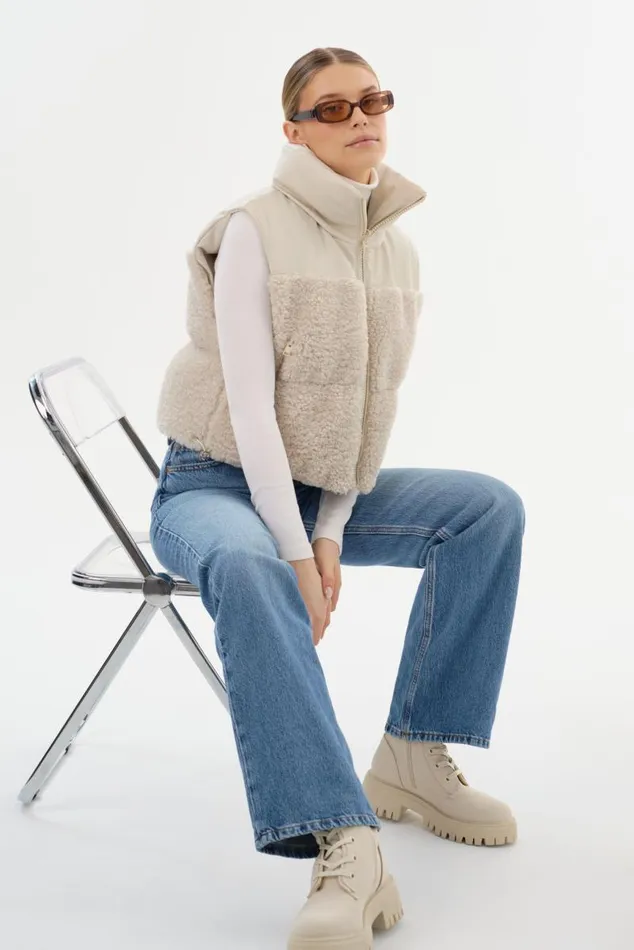 Women MELICIA Reversible Puffer Vest Boneecru LAMARQUE Puffers