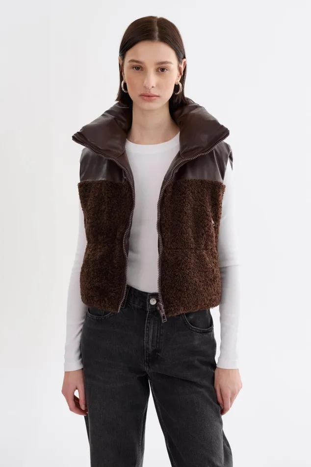 Women MELICIA Reversible Puffer Vest Mahogany LAMARQUE Puffers
