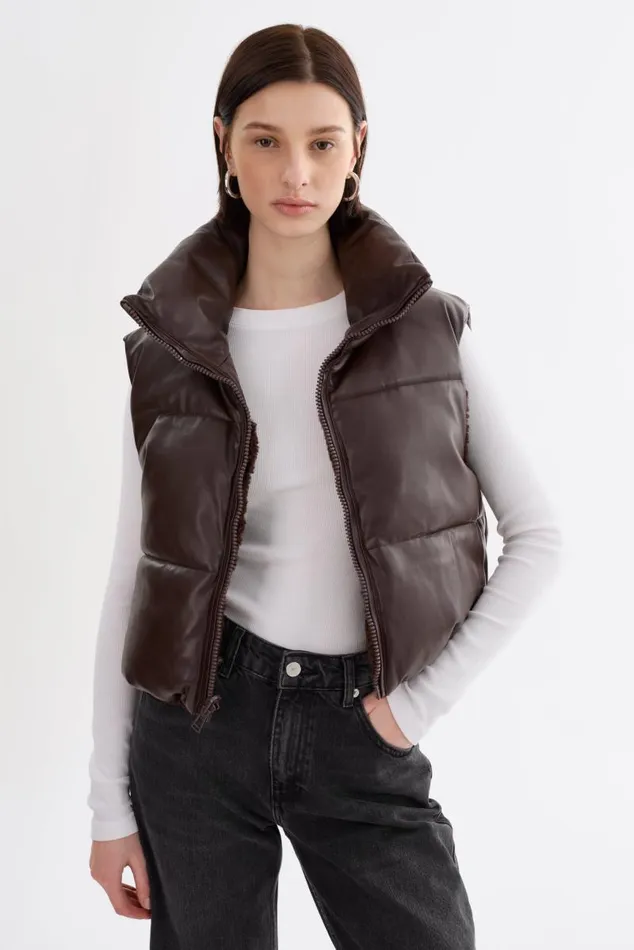 Women MELICIA Reversible Puffer Vest Mahogany LAMARQUE Puffers Women MELICIA Reversible Puffer Vest Mahogany LAMARQUE Puffers