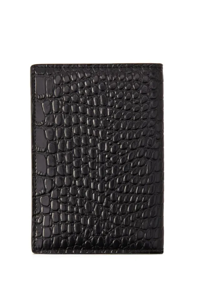 WomenMen Chelsea Passport Holder Black Croc Holland Cooper Small Leather Goods