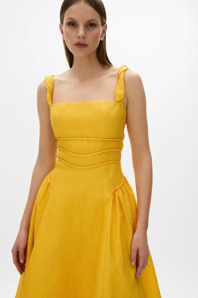 Women Midi Dresses Rachel Gilbert Sophia Strap Dress Gold