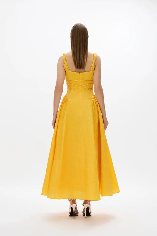 Women Midi Dresses Rachel Gilbert Sophia Strap Dress Gold