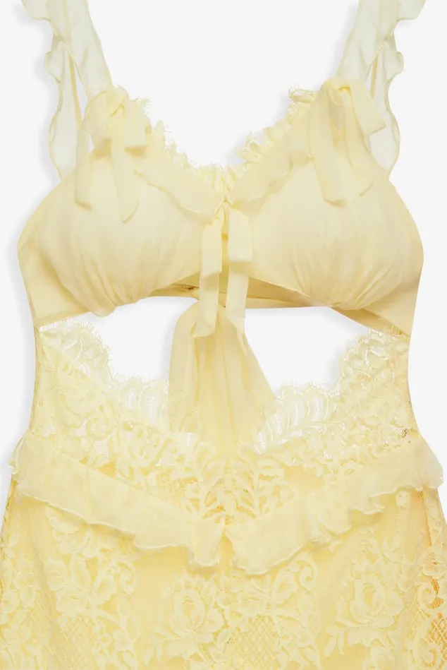 Women Milena Lace Maxi Dress Yellow For Love and Lemons Dresses