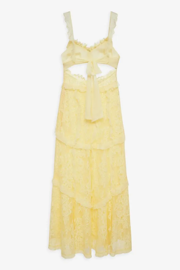 Women Milena Lace Maxi Dress Yellow For Love and Lemons Dresses