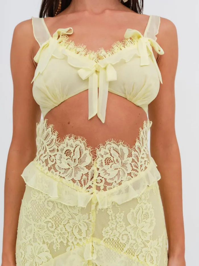 Women Milena Lace Maxi Dress Yellow For Love and Lemons Dresses