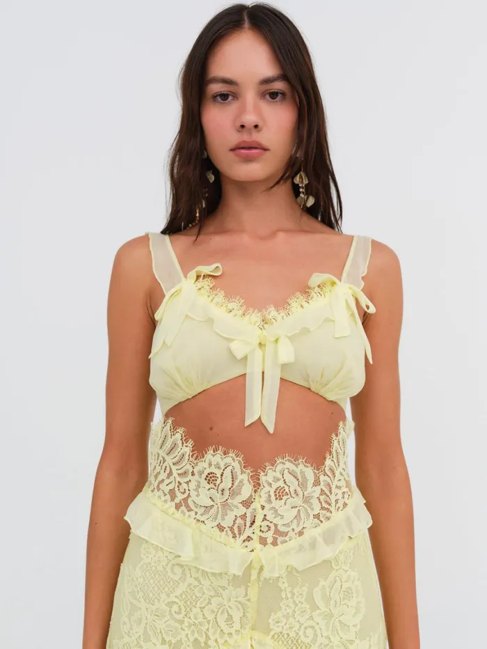 Women Milena Lace Maxi Dress Yellow For Love and Lemons Dresses