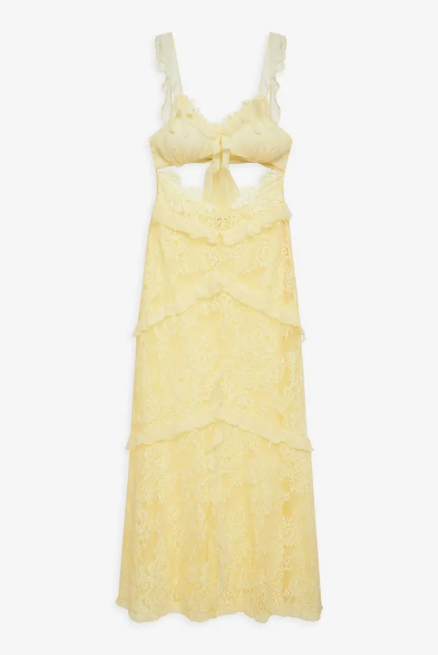 Women Milena Lace Maxi Dress Yellow For Love and Lemons Dresses