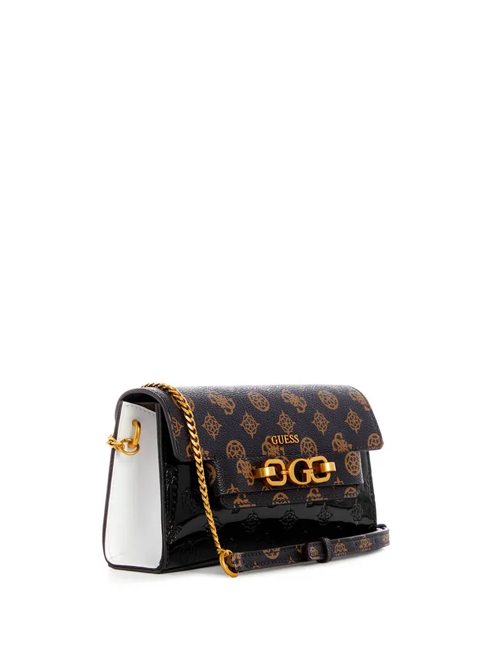Women Mini Bags GUESS Mocha Black Zira Mini Crossbody Bag Women Mini Bags GUESS Mocha Black Zira Mini Crossbody Bag