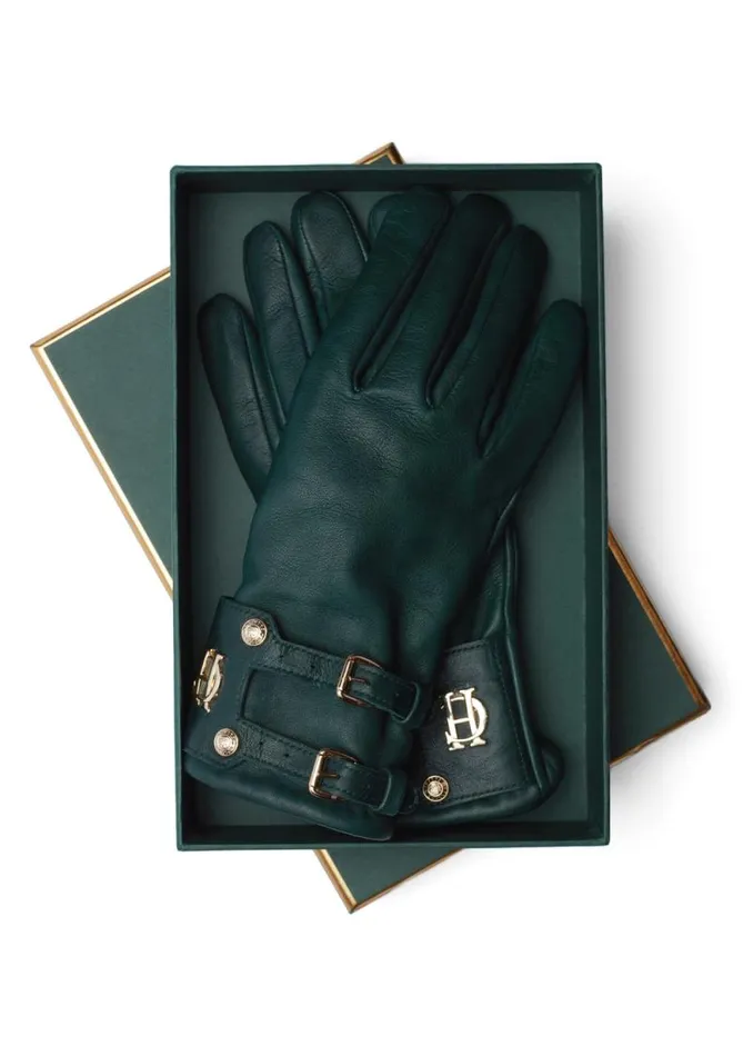 Women Monogram Leather Gloves Racing Green Holland Cooper Gloves Women Monogram Leather Gloves Racing Green Holland Cooper Gloves
