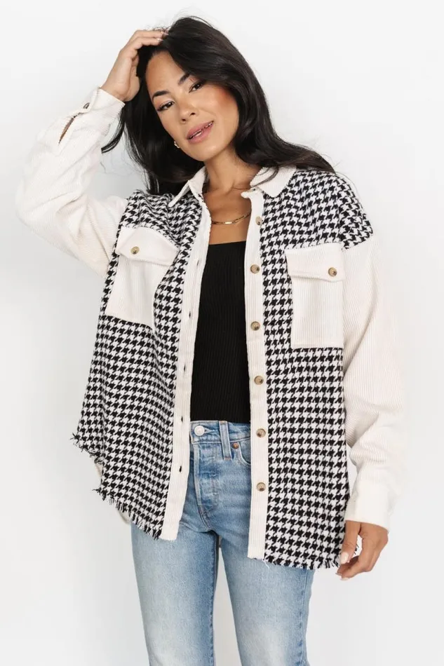Women Montreal Houndstooth Shacket Ivory Black Baltic Born Outerwear