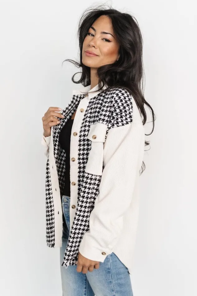 Women Montreal Houndstooth Shacket Ivory Black Baltic Born Outerwear