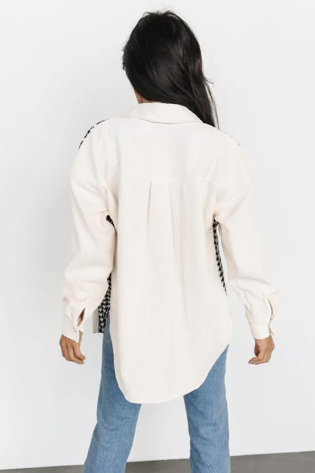 Women Montreal Houndstooth Shacket Ivory Black Baltic Born Outerwear