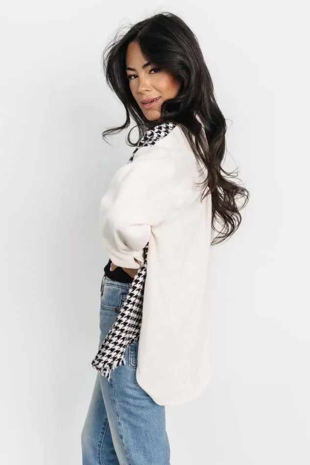 Women Montreal Houndstooth Shacket Ivory Black Baltic Born Outerwear
