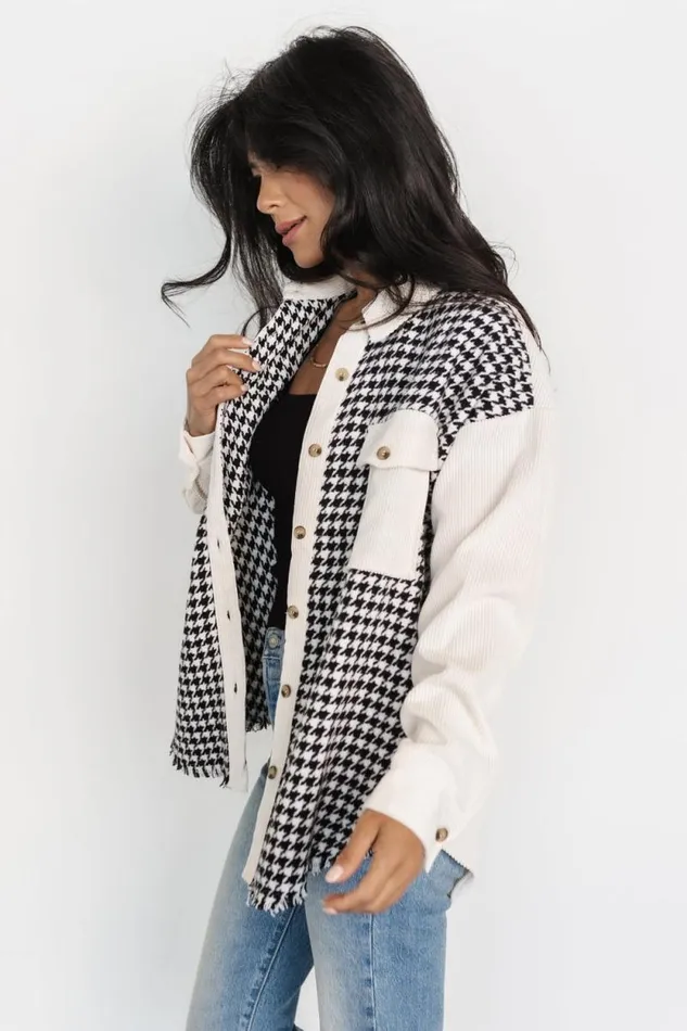 Women Montreal Houndstooth Shacket Ivory Black Baltic Born Outerwear
