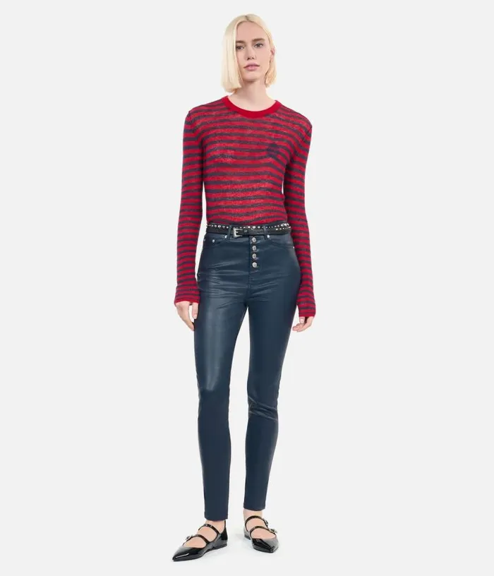 Women Navy Blue Leathereffect Skinny Jeans THE KOOPLES Jeans and Pants