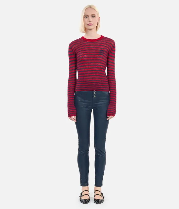 Women Navy Blue Leathereffect Skinny Jeans THE KOOPLES Jeans and Pants